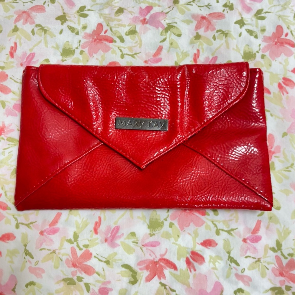 Mary Kay Glossy Red Leather Clutch